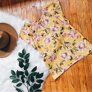 Lily White • Floral Cutout Vintage Yellow Blouse